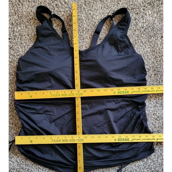 Lands End Women's 20W DDD V-Neck Swim Top BLACK Solid 2X Padded Bra S47 - Picture 2 of 6